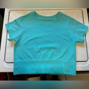 OFFLINE By Aerie Sidewalk Seamless Cropped T-Shirt in Teal